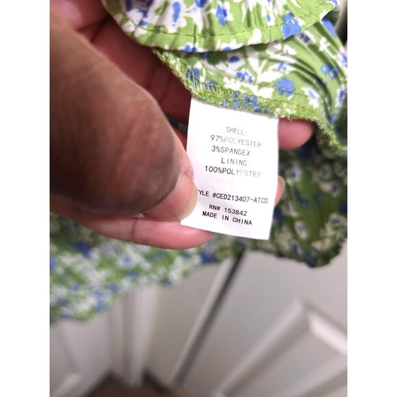Code Mode Green Floral Tiered Ruffle Fary Tale Dress Puff Sleeves Size S - Picture 8 of 9
